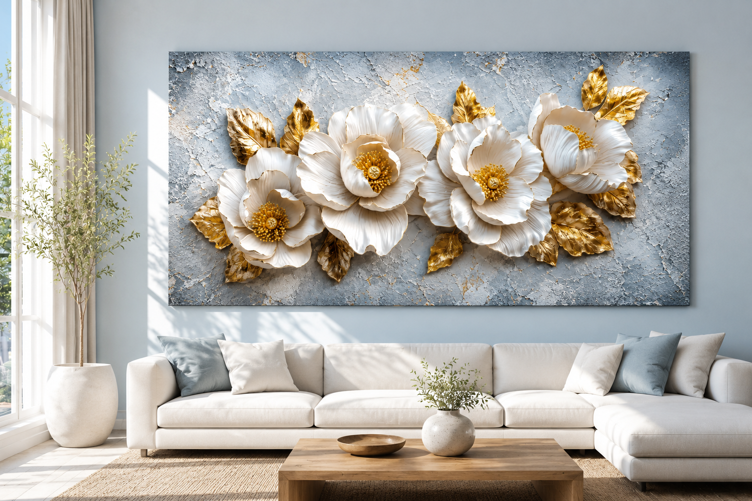 Flores Blancas en Gris